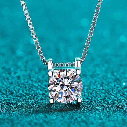 S925 Sterling Silver Bullhead Pendant Necklace - 1CT Moissanite Minimalist Chain for Women