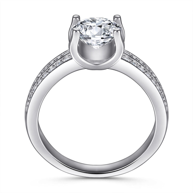 S925 Sterling Silver Bullhead Ring – Bold U-Shaped Zirconia Statement Jewelry