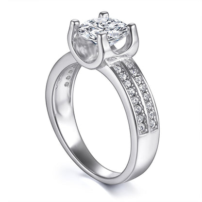 S925 Sterling Silver Bullhead Ring – Bold U-Shaped Zirconia Statement Jewelry