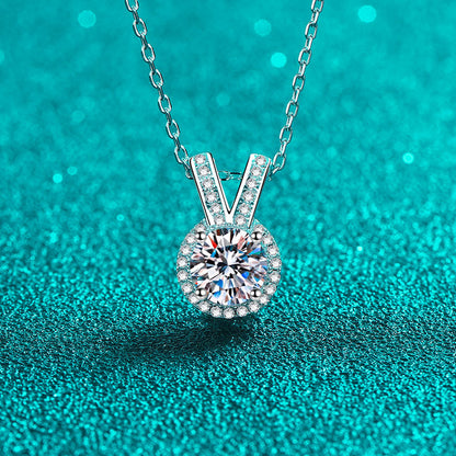 S925 Sterling Silver Bunny Ear Pendant Necklace - 1CT Moissanite Sweet & Chic Chain