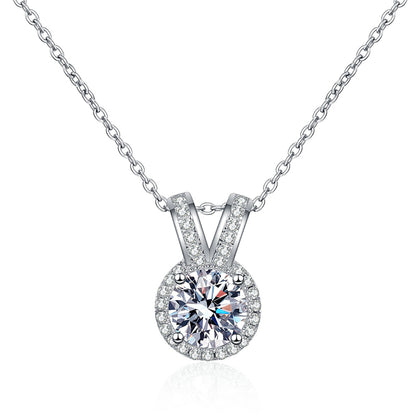 S925 Sterling Silver Bunny Ear Pendant Necklace - 1CT Moissanite Sweet & Chic Chain