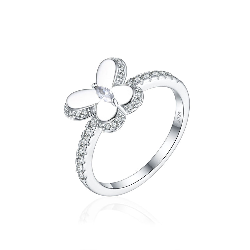 S925 Sterling Silver Butterfly Ring - Elegant Bow Design Jewelry for Women