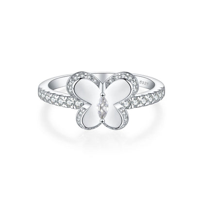 S925 Sterling Silver Butterfly Ring - Elegant Bow Design Jewelry for Women