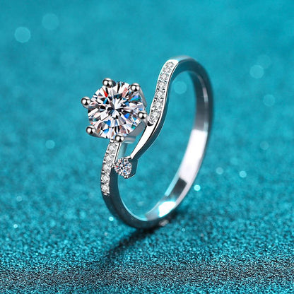 S925 Sterling Silver Button Snowflake Ring with Peach Motif & Moissanite Options