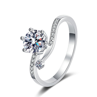 S925 Sterling Silver Button Snowflake Ring with Peach Motif & Moissanite Options