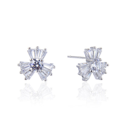 S925 Sterling Silver Cartoon Stud Earrings with CZ - Playful Diamond Accent Earrings with Plastic Backs