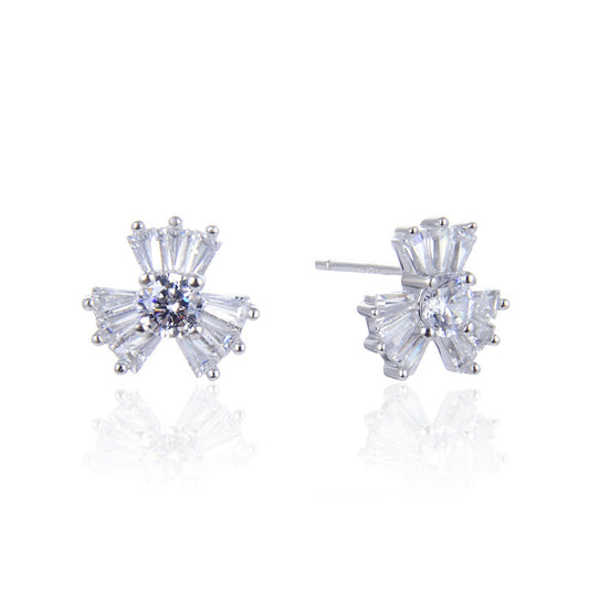 S925 Sterling Silver Cartoon Stud Earrings with CZ - Playful Diamond Accent Earrings with Plastic Backs