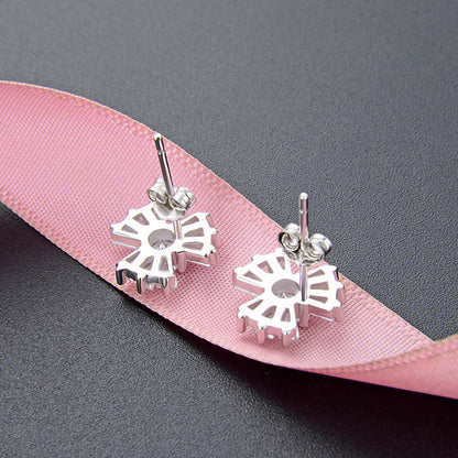 S925 Sterling Silver Cartoon Stud Earrings with CZ - Playful Diamond Accent Earrings with Plastic Backs