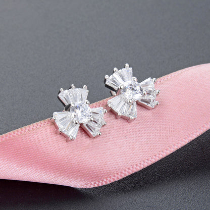 S925 Sterling Silver Cartoon Stud Earrings with CZ - Playful Diamond Accent Earrings with Plastic Backs