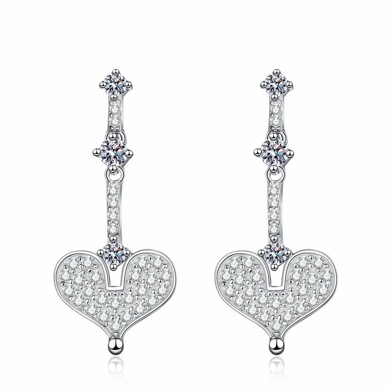 S925 Sterling Silver Champagne Gold Heart Moissanite Stud Earrings - 0.7CT Sweet & Minimalist
