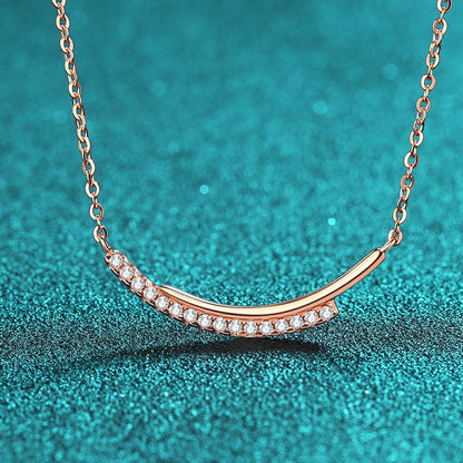 S925 Sterling Silver Champagne Gold Line Necklace - 0.24CT Moissanite Minimalist Pendant