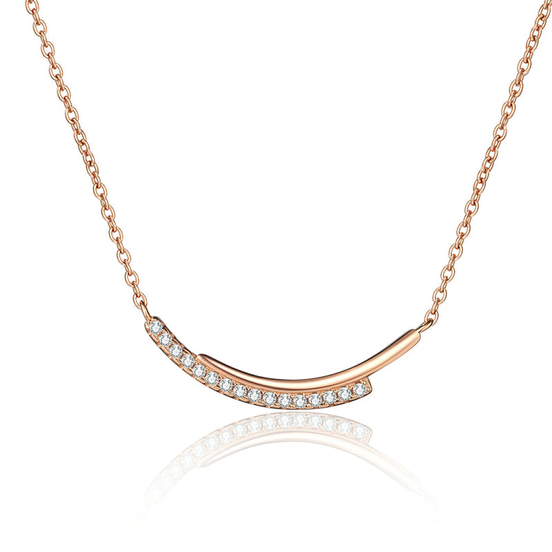 S925 Sterling Silver Champagne Gold Line Necklace - 0.24CT Moissanite Minimalist Pendant