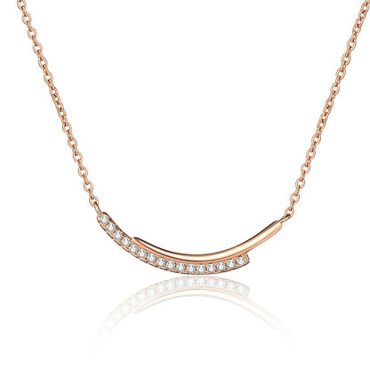 S925 Sterling Silver Champagne Gold Line Necklace - 0.24CT Moissanite Minimalist Pendant