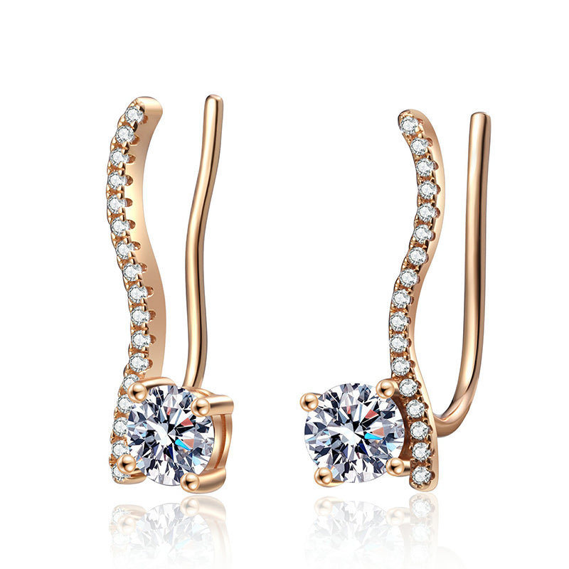S925 Sterling Silver Champagne Gold Moissanite Stud Earrings - 1CT Floral-Inspired Statement Jewelry