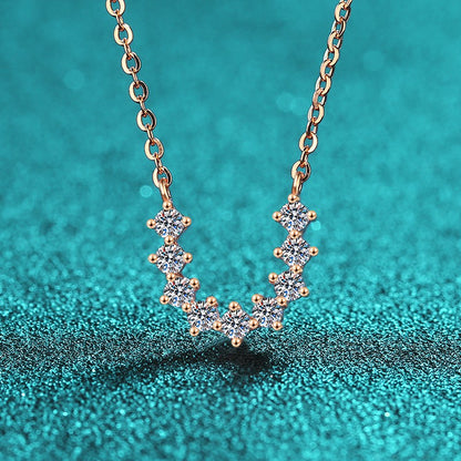 S925 Sterling Silver Champagne Gold U-Shaped Pendant Necklace - 0.54CT Moissanite Minimalist Statement Piece