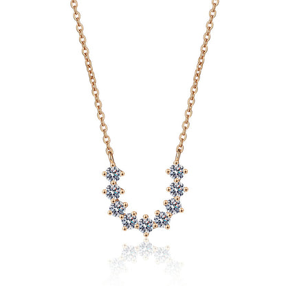S925 Sterling Silver Champagne Gold U-Shaped Pendant Necklace - 0.54CT Moissanite Minimalist Statement Piece