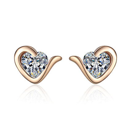 S925 Sterling Silver Champagne Moissanite Heart Stud Earrings - 0.60ct Floral-Inspired Everyday Luxury