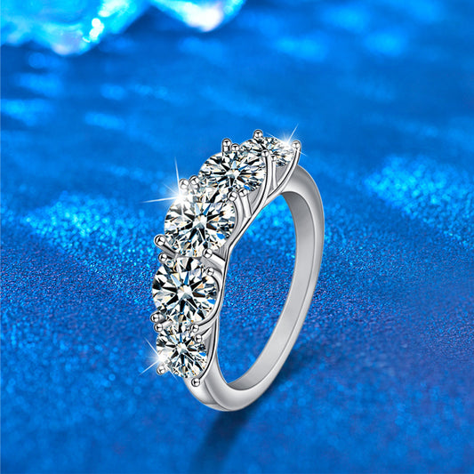 S925 Sterling Silver Channel-Set 2.6ct Moissanite Band Ring - White Gold Plated Euro-American Style (Size 5-8)