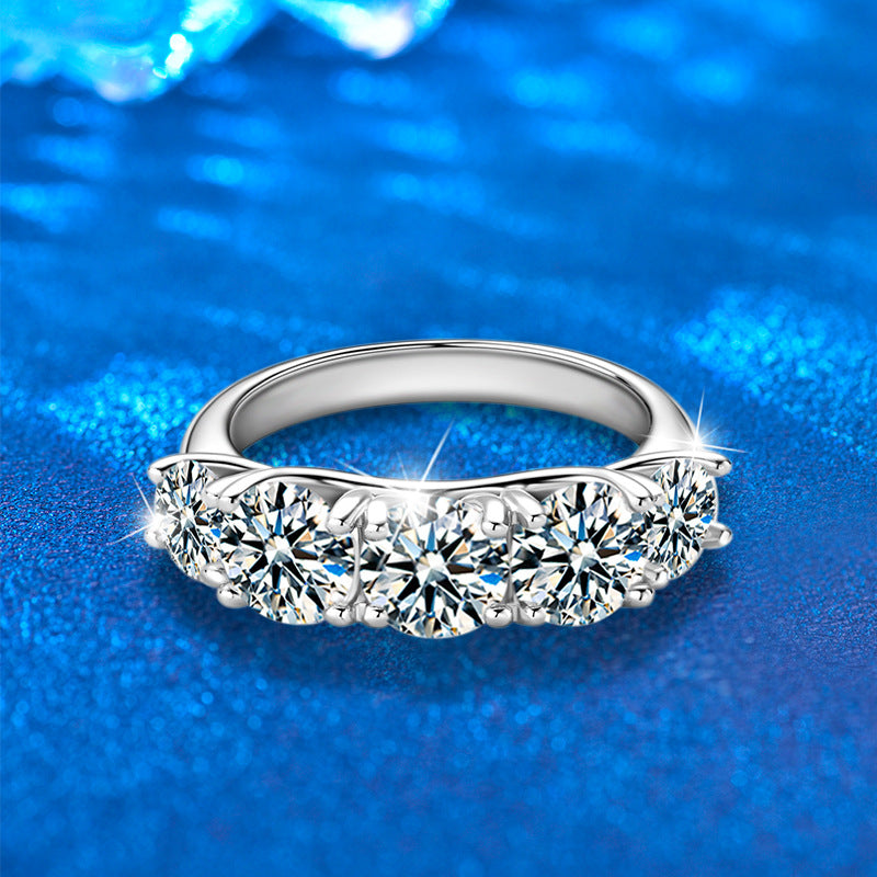 S925 Sterling Silver Channel-Set 2.6ct Moissanite Band Ring - White Gold Plated Euro-American Style (Size 5-8)