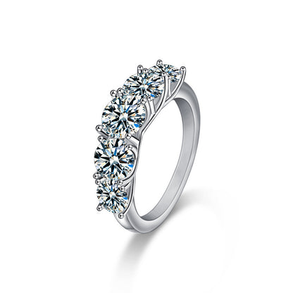 S925 Sterling Silver Channel-Set 2.6ct Moissanite Band Ring - White Gold Plated Euro-American Style (Size 5-8)