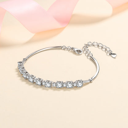 Bohemian Geometric Sterling Silver Bracelet - 2.7ct Moissanite or 7A Zircon Square Design