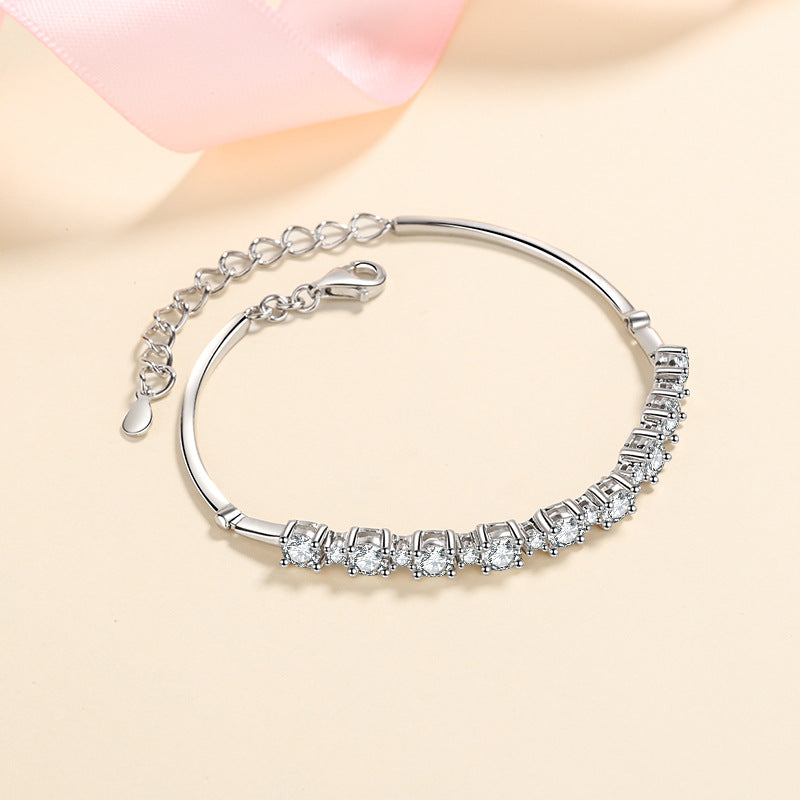 Bohemian Geometric Sterling Silver Bracelet - 2.7ct Moissanite or 7A Zircon Square Design