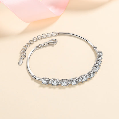Bohemian Geometric Sterling Silver Bracelet - 2.7ct Moissanite or 7A Zircon Square Design