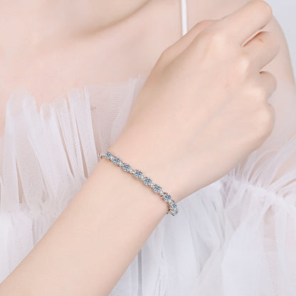 Bohemian Geometric Sterling Silver Bracelet - 2.7ct Moissanite or 7A Zircon Square Design