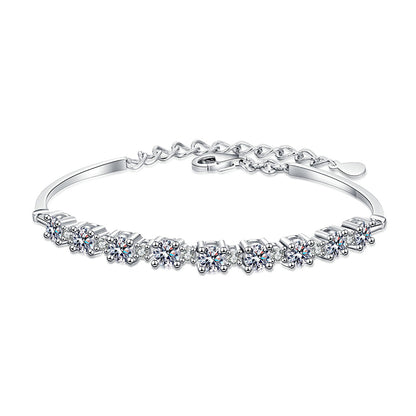 Bohemian Geometric Sterling Silver Bracelet - 2.7ct Moissanite or 7A Zircon Square Design