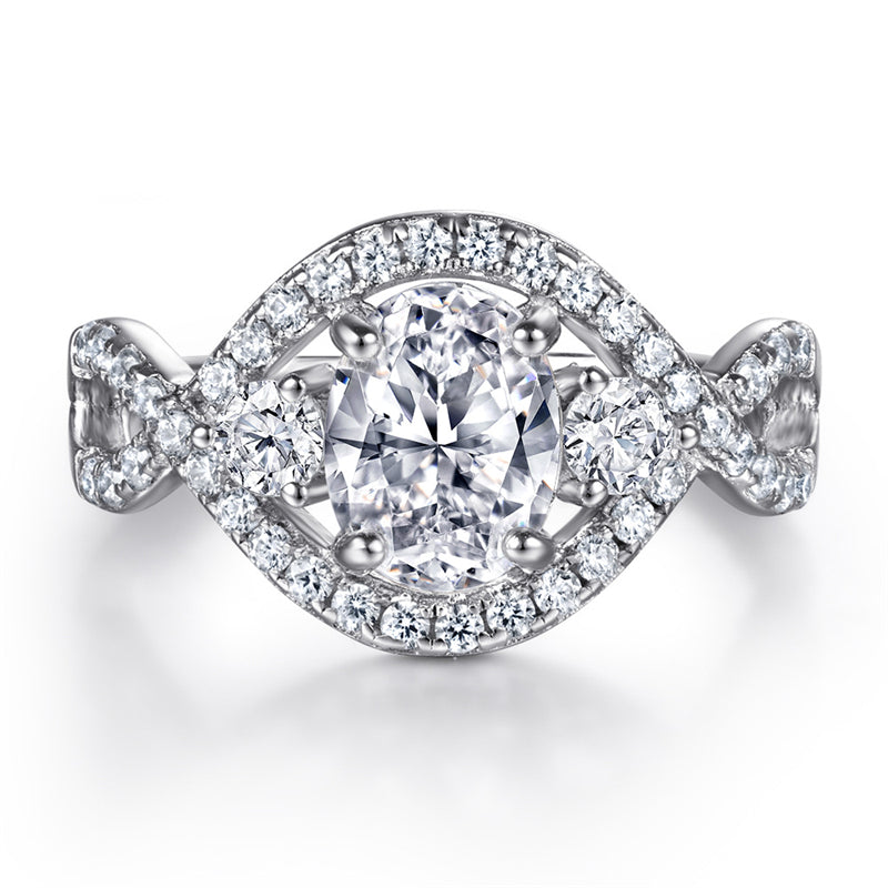 S925 Sterling Silver Channel Set Ring – Elegant Line of Oval-Cut Zirconia Stones