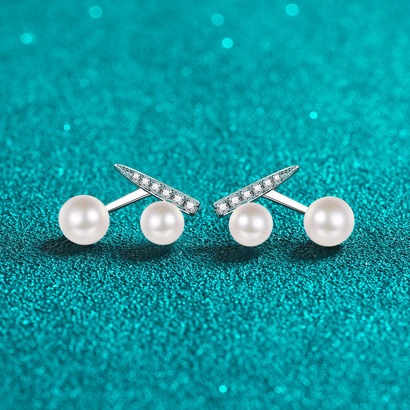 S925 Sterling Silver Cherry Drop Earrings - 0.13ct Moissanite & Freshwater Pearls