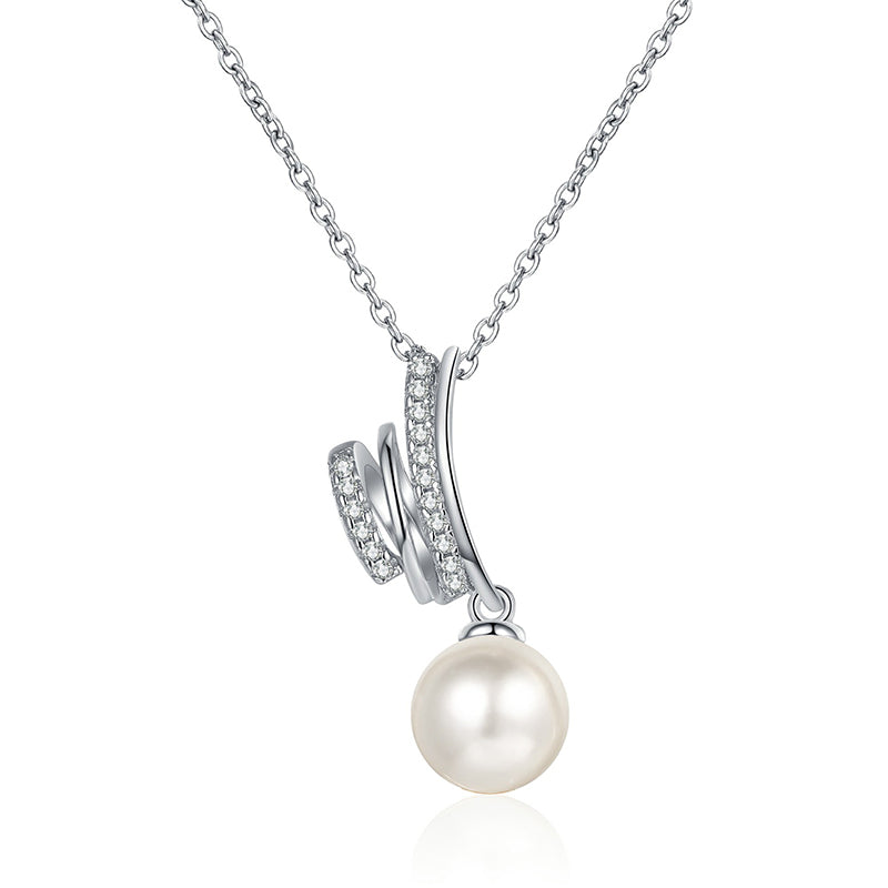 S925 Sterling Silver Circle Pendant Necklace - 8.5-Point Moissanite Pavé & 8-9mm Pearl Modern Layered Choker