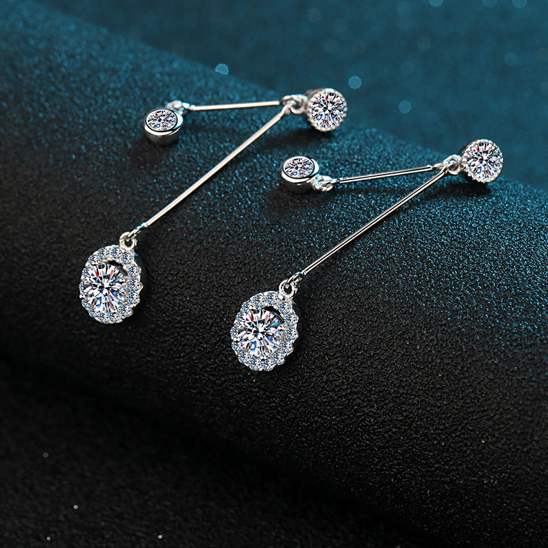 S925 Sterling Silver Constellation Moissanite Drop Earrings - 0.5ct Botanical-Chic Everyday Hoops