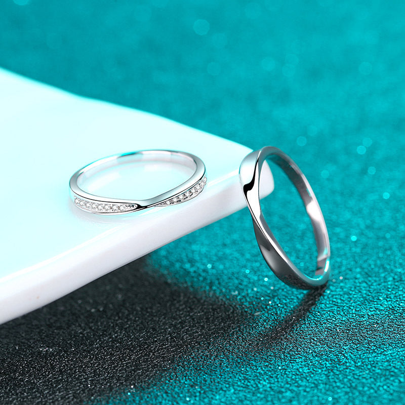 S925 Sterling Silver Couple's Ring Set with 6.4-Point Moissanite | Unisex Adjustable Matching Promise Rings