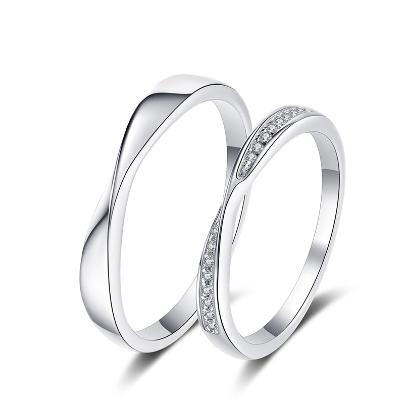 S925 Sterling Silver Couple's Ring Set with 6.4-Point Moissanite | Unisex Adjustable Matching Promise Rings