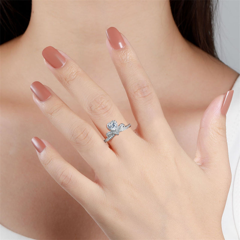 S925 Sterling Silver Crown Heart Ring - Regal Bridal Jewelry with Pavé Zirconia