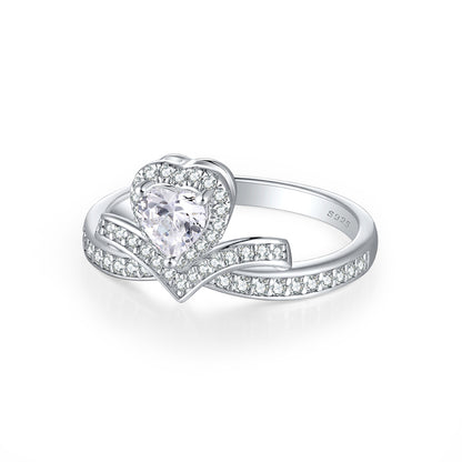 S925 Sterling Silver Crown Heart Ring - Regal Bridal Jewelry with Pavé Zirconia