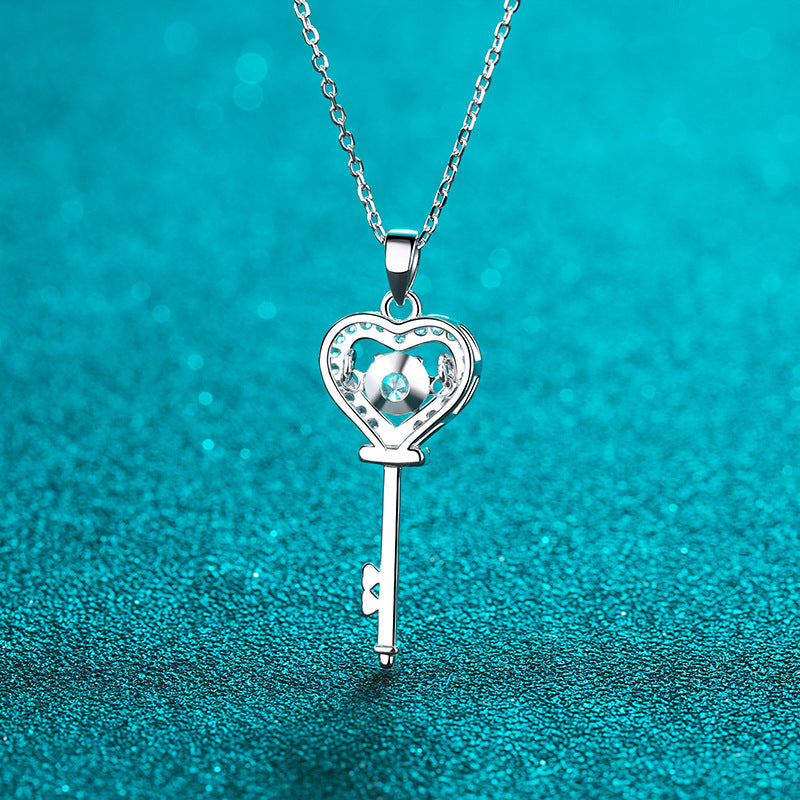 S925 Sterling Silver Crown Pendant Necklace - 0.5CT Moissanite Lion Dance Inspired Lock Love Chain