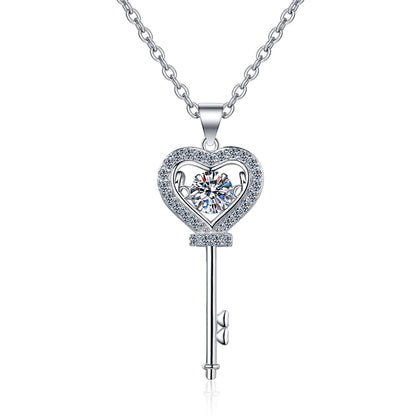 S925 Sterling Silver Crown Pendant Necklace - 0.5CT Moissanite Lion Dance Inspired Lock Love Chain