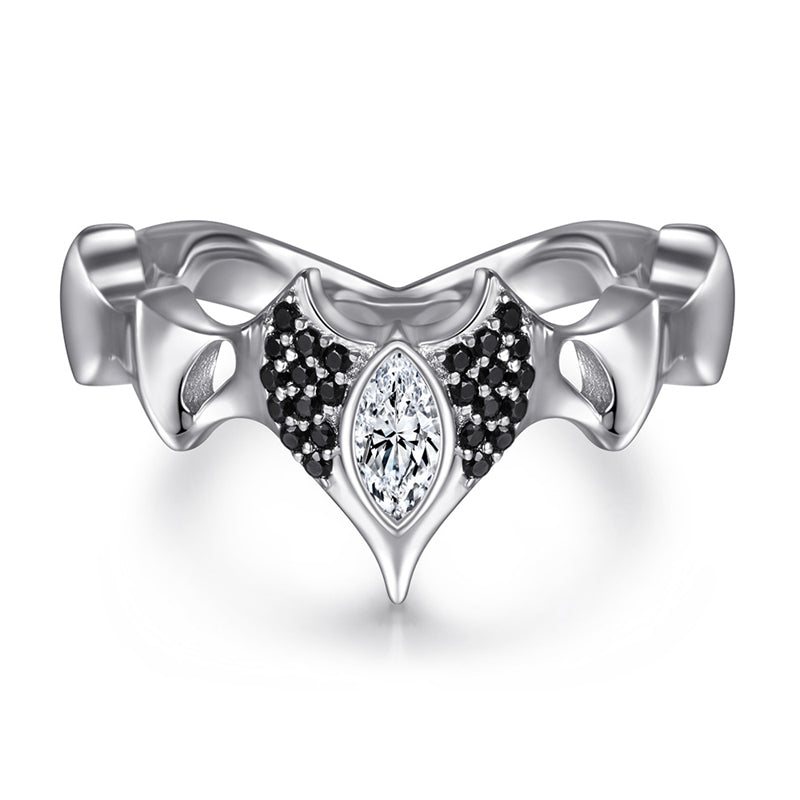 S925 Sterling Silver Crown Ring - Bold Black Zirconia Statement Jewelry for Women