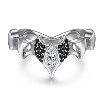 S925 Sterling Silver Crown Ring - Bold Black Zirconia Statement Jewelry for Women