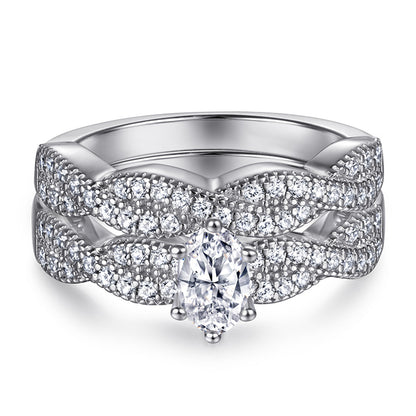 S925 Sterling Silver Crown Stackable Ring Set – 18K White Gold Plated Minimalist Jewelry