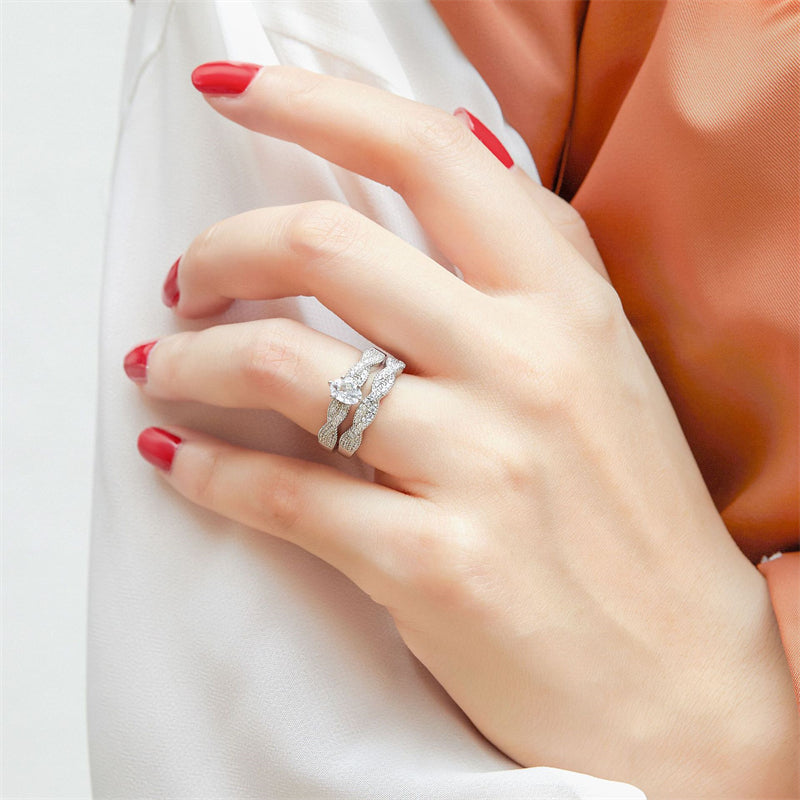 S925 Sterling Silver Crown Stackable Ring Set – 18K White Gold Plated Minimalist Jewelry