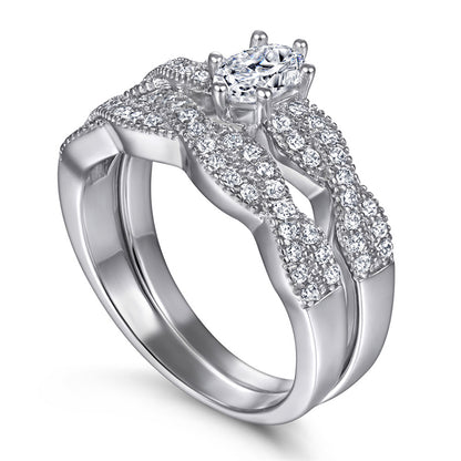 S925 Sterling Silver Crown Stackable Ring Set – 18K White Gold Plated Minimalist Jewelry