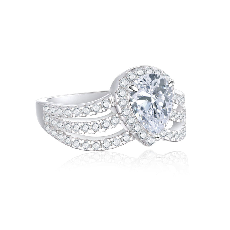 S925 Sterling Silver Crown Teardrop Ring - Elegant Floral Princess Cut Zirconia Ring for Women