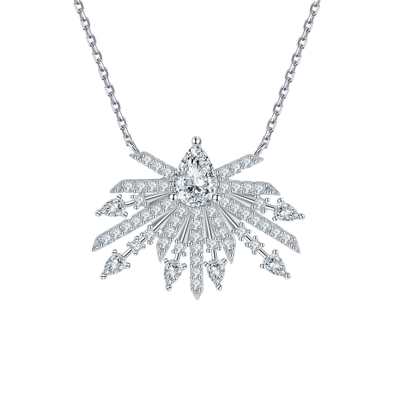 S925 Sterling Silver Crown & Bow Pendant Necklace - Elegant Zirconia Accented Collarbone Chain