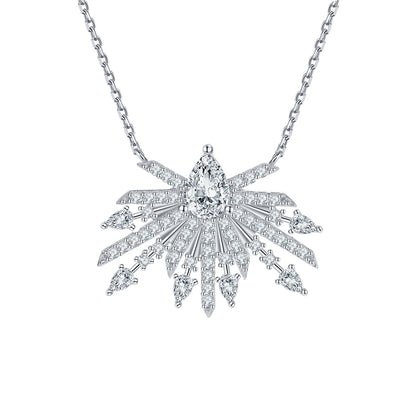 S925 Sterling Silver Crown & Bow Pendant Necklace - Elegant Zirconia Accented Collarbone Chain