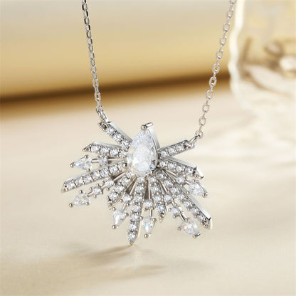 S925 Sterling Silver Crown & Bow Pendant Necklace - Elegant Zirconia Accented Collarbone Chain