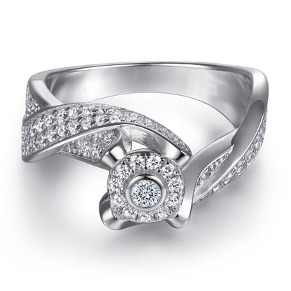 S925 Sterling Silver Curved Full-Zirconia Ring – Bold Statement Jewelry for Women