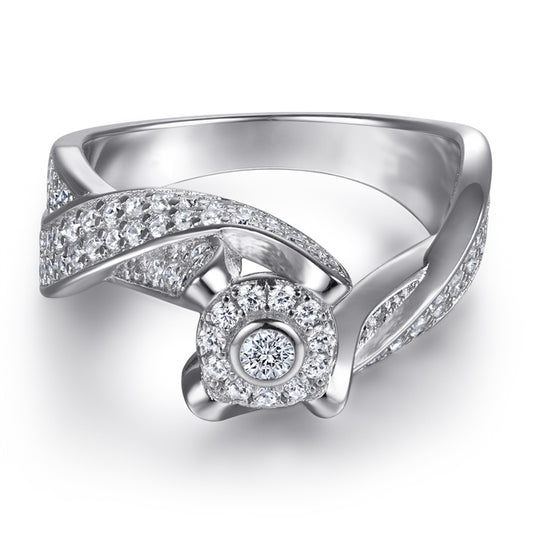 S925 Sterling Silver Curved Full-Zirconia Ring – Bold Statement Jewelry for Women